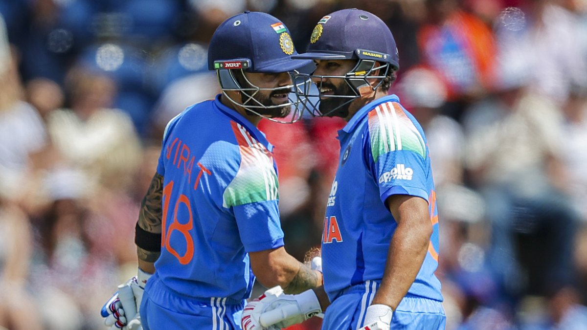 Rohit and Kohli celebrate partnership in Cardiff ODI