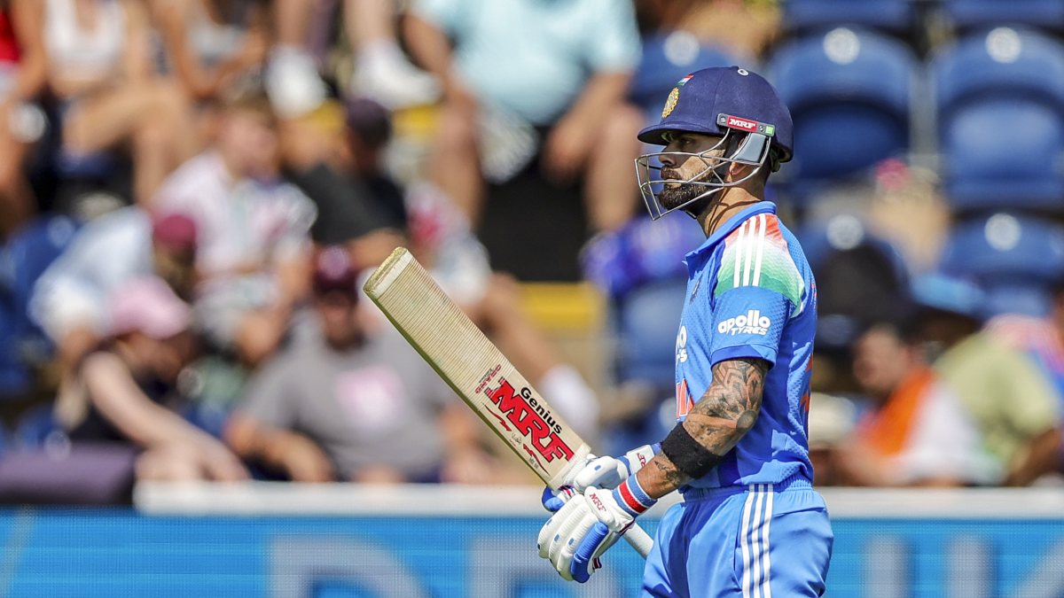 Kohli walks back after losing wicket to Archer in Cardiff