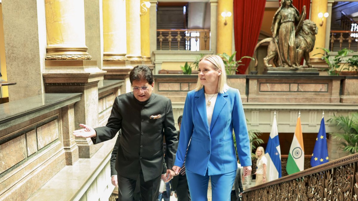 Piyush Goyal meets Finland's deputy PM Riikka Purra in Helsinki