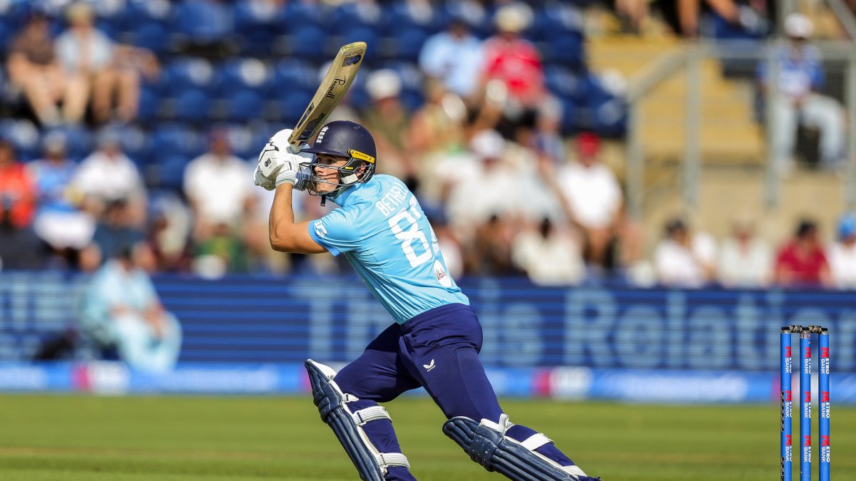 England’s Jacob Bethell plays a shot in 2nd ODI against India