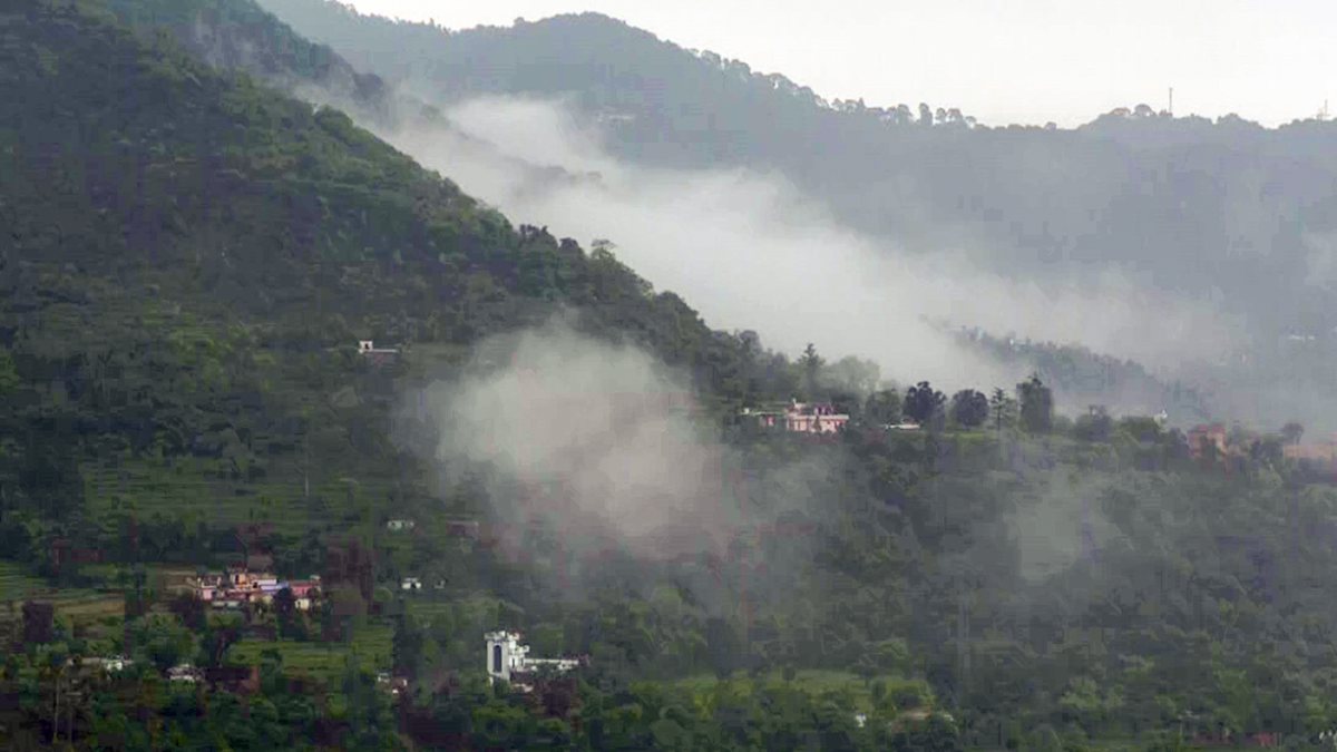 Misty hills and valleys after rain in Udhampur