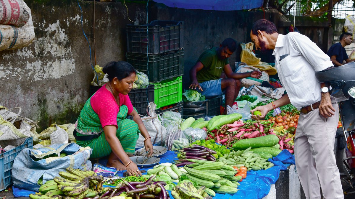Tribal women sell organic jhum crops at Guwahati market