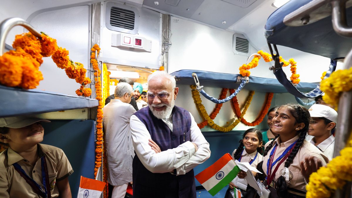 PM Modi interacts with children on new train in Jalandhar