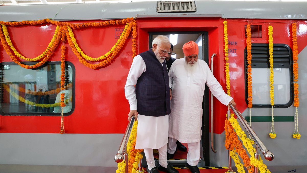 PM Modi steps out of newly flagged off train in Jalandhar