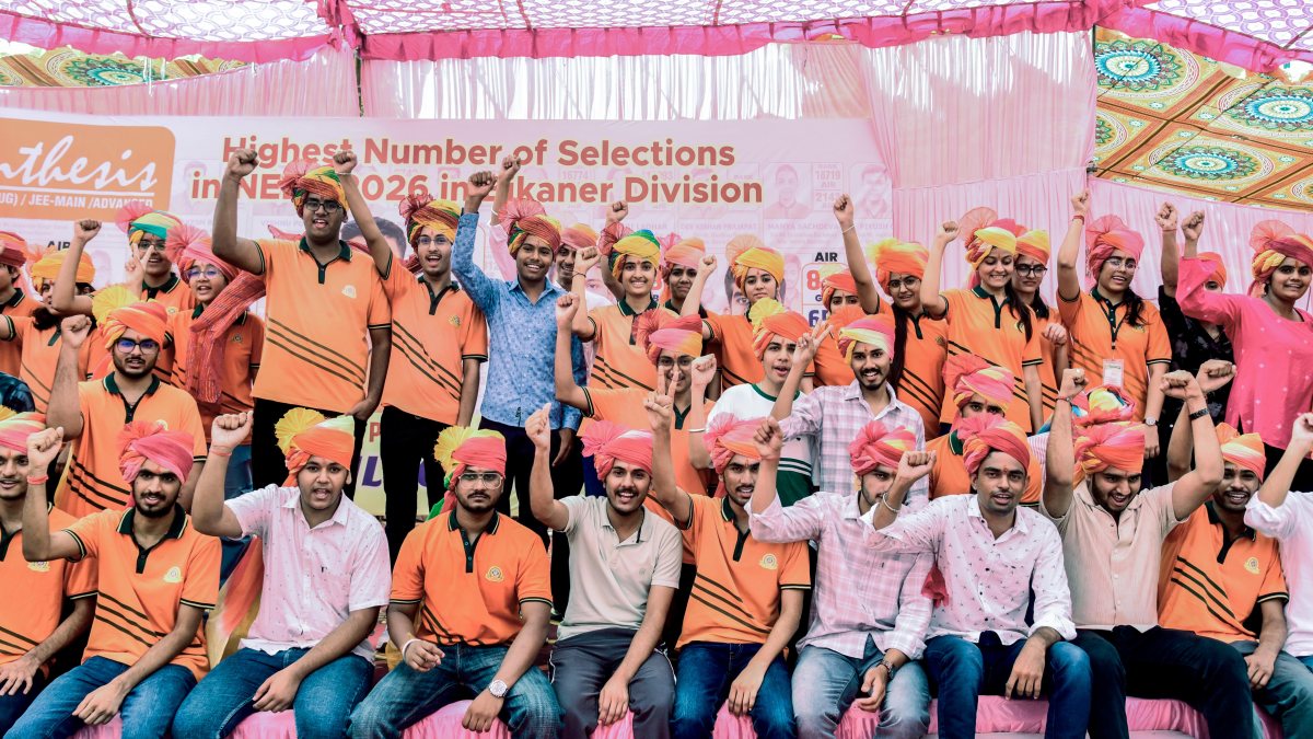 Bikaner students celebrate clearing NEET 2026 in traditional style