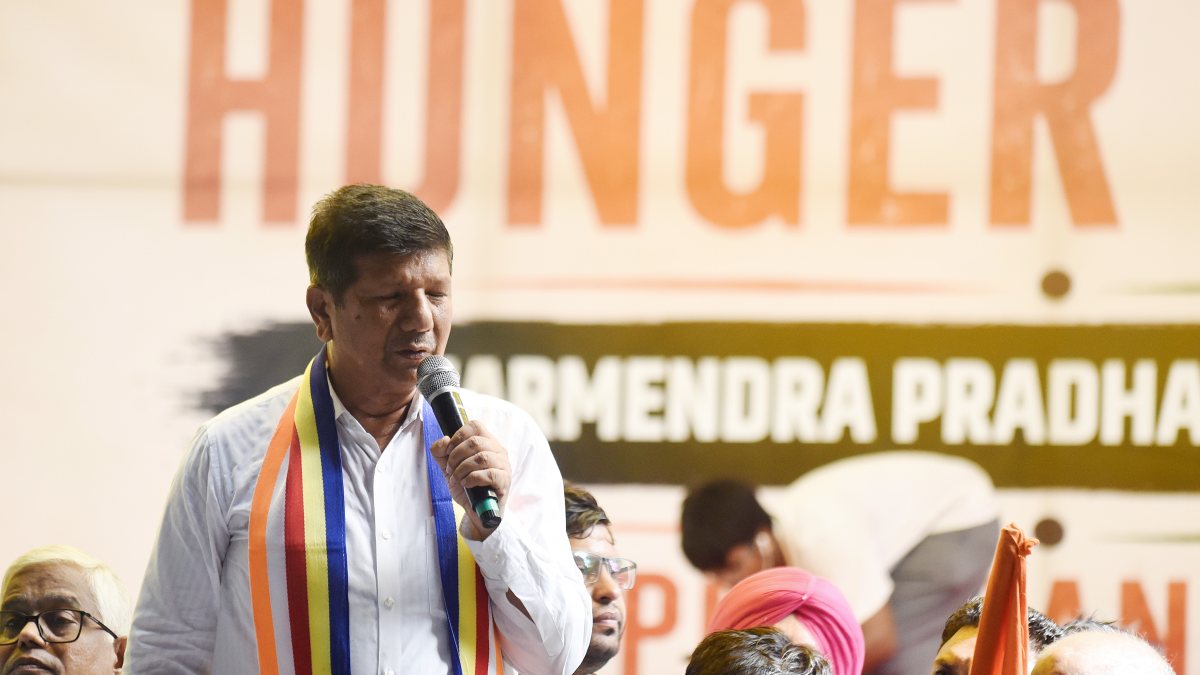 Ambedkar's grandson protests NEET irregularities at Jantar Mantar