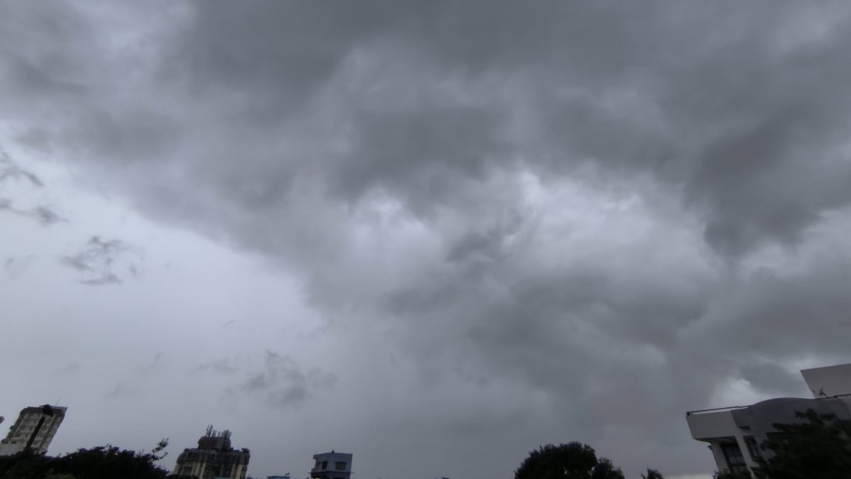 Grey clouds hover over Kolkata sky