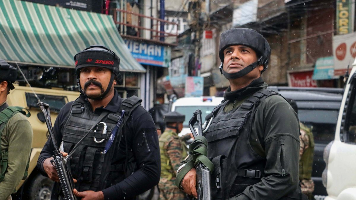 Security personnel at Anantnag site after terrorist firing