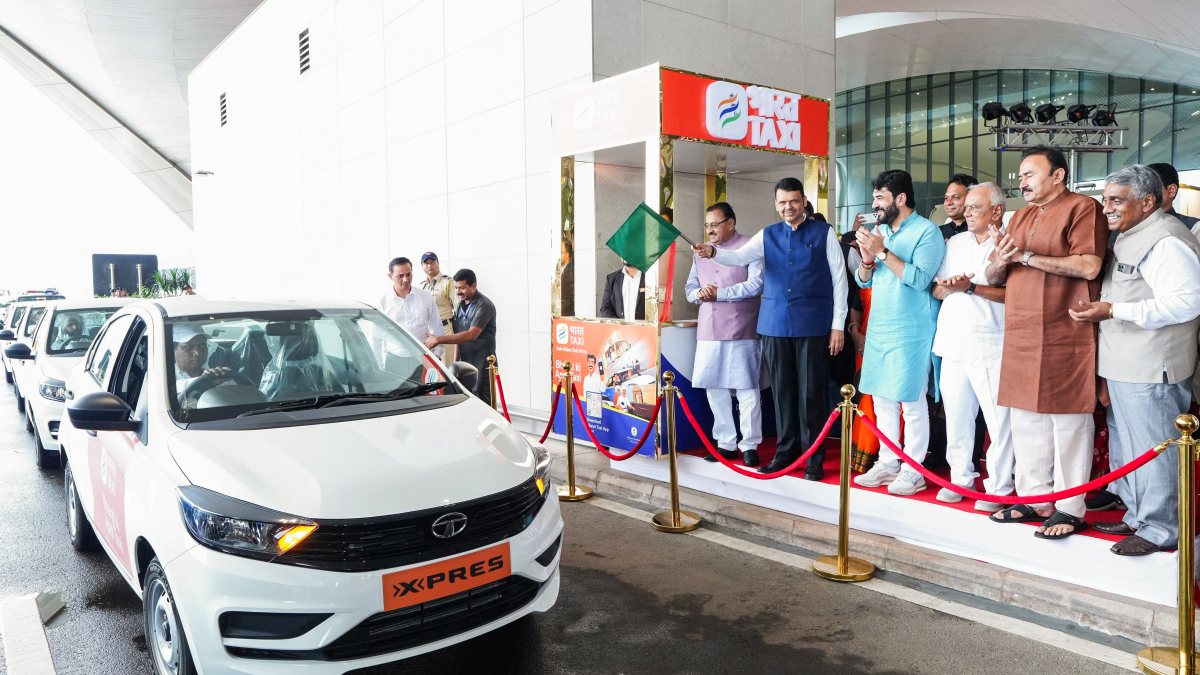 Maharashtra CM flags off Bharat Taxi Service at Navi Mumbai airport