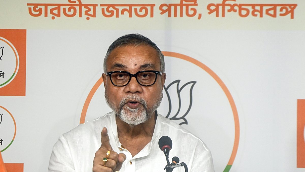 Tapas Roy addresses press conference at BJP state office in Kolkata