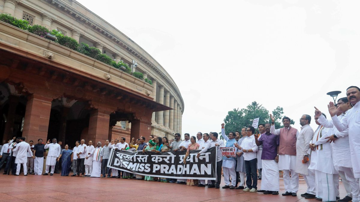 Opposition MPs protest at Parliament demanding education minister's resignation