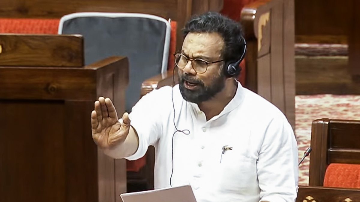 CPI(M) MP John Brittas addresses Rajya Sabha during Monsoon Session