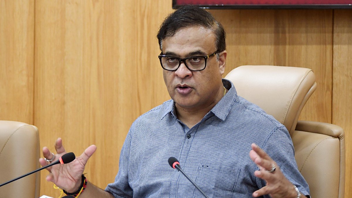 Assam Chief Minister Himanta Biswa Sarma addresses a press conference, at Lok…