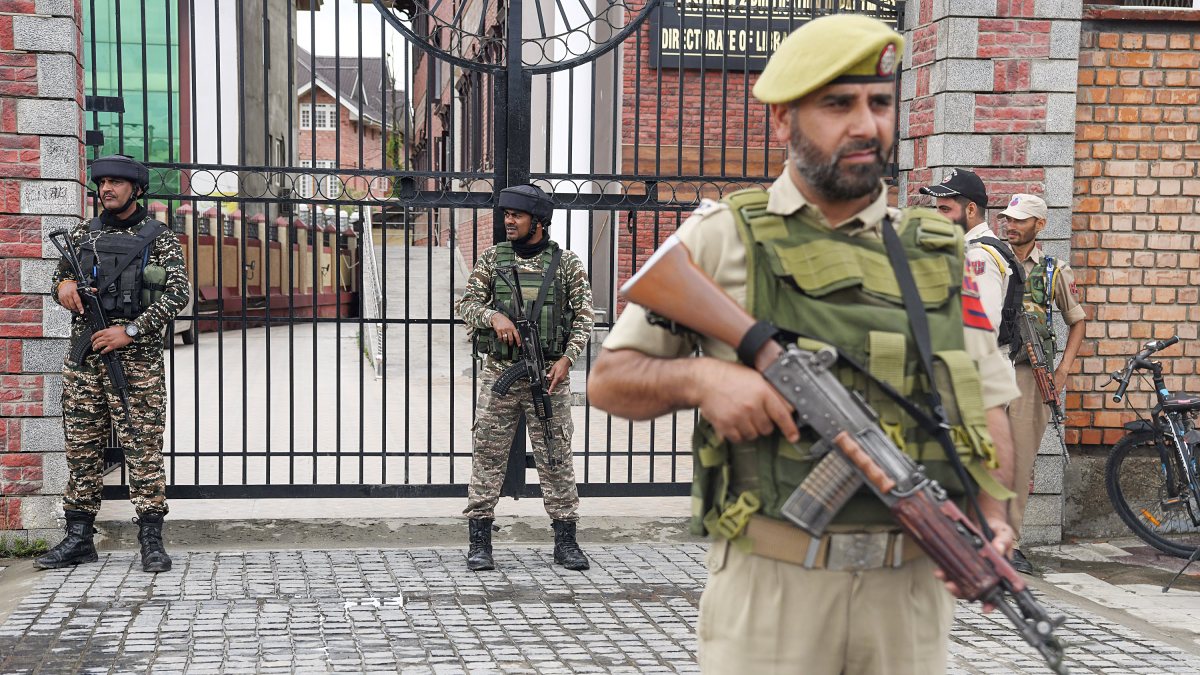 Security personnel maintain heightened security following the Anantnag militant…