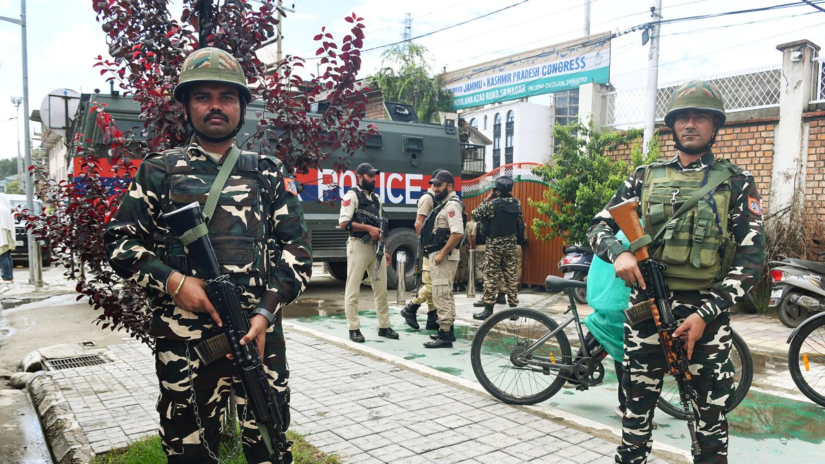 Security personnel maintain heightened security following the Anantnag militant…