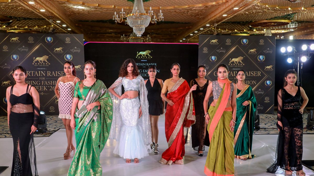 Models walk on the ramp at the Spring Fashion Week'26, in Jaipur on Friday.
