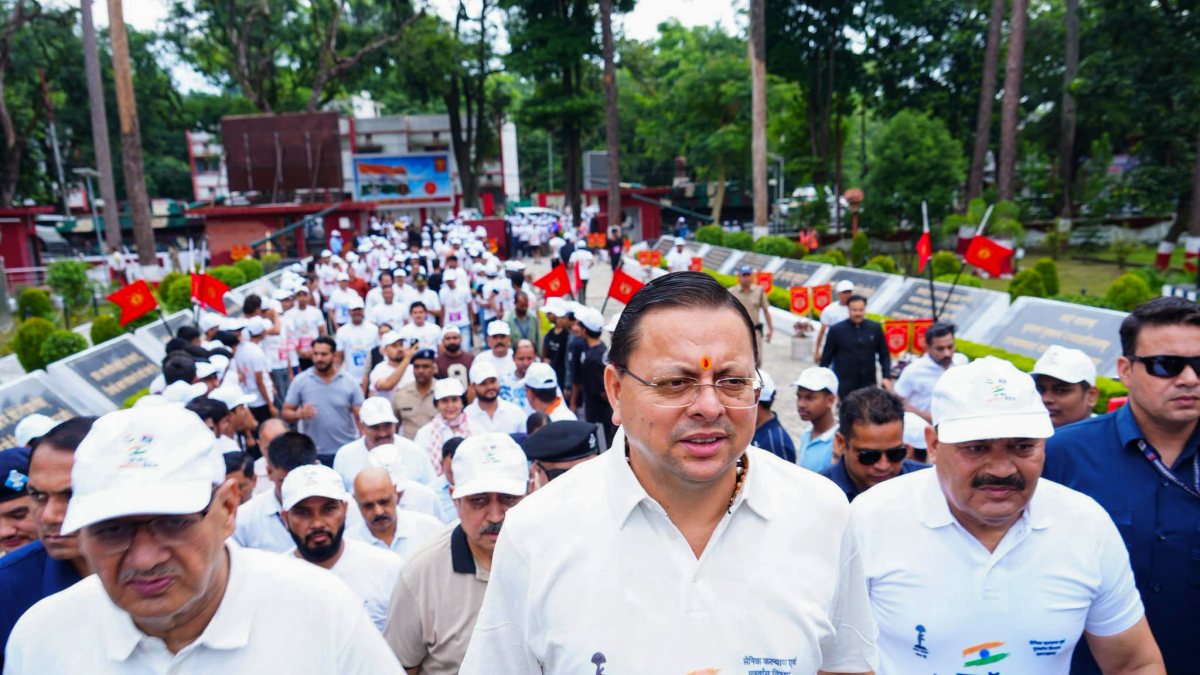 Uttarakhand Chief Minister Pushkar Singh Dhami participates in the 'Run for…