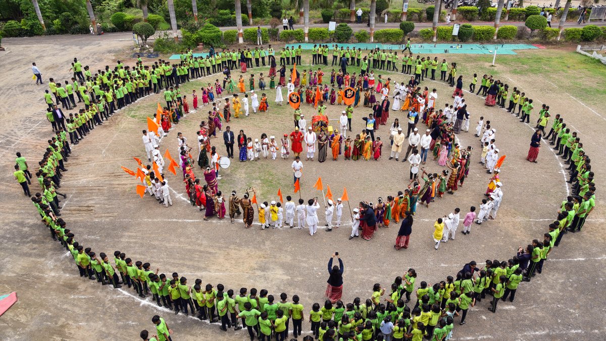 An aerial view of the devotees performing the 'Ringan' on the occasion of…