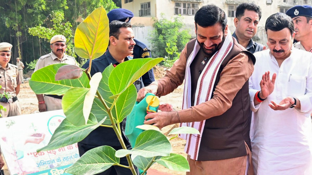 Haryana Chief Minister Nayab Saini plants a tree under the "One Tree in the…
