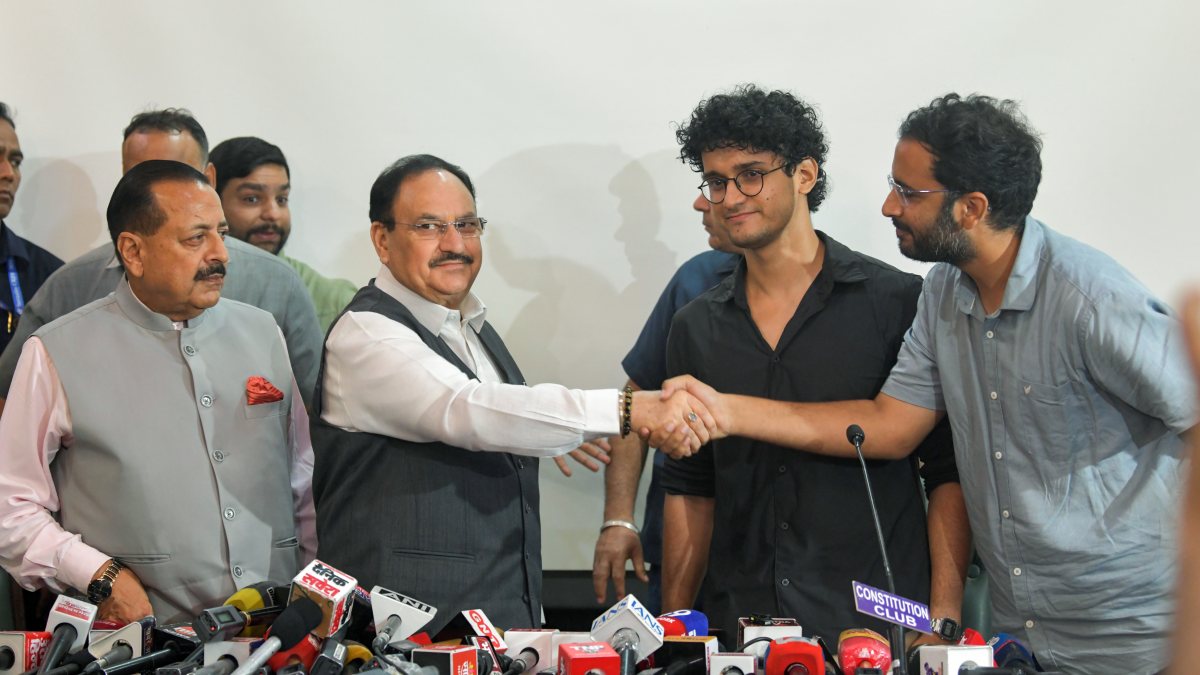 Union Ministers JP Nadda, Jitendra Singh and Cockroach Janta Party's Chief…