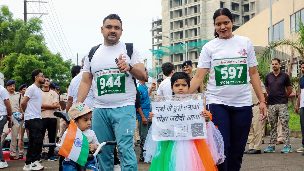 People take part in 'Run for Life', an anti-drug marathon under the 'Nashe Se…