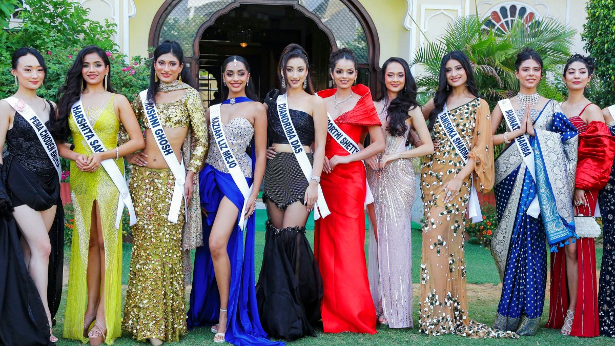 Miss Universe India 2026 finalists pose for a group photograph during the sash…