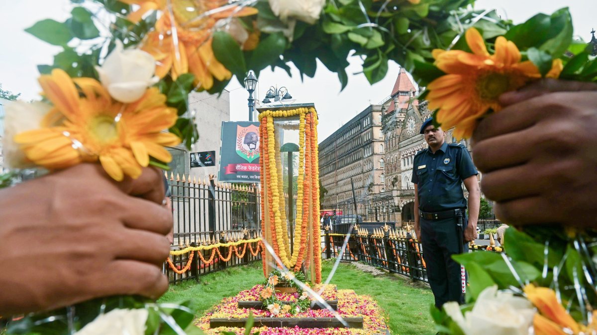 A view of the Amar Jawan Jyoti Memorial during the paying floral tributes to…