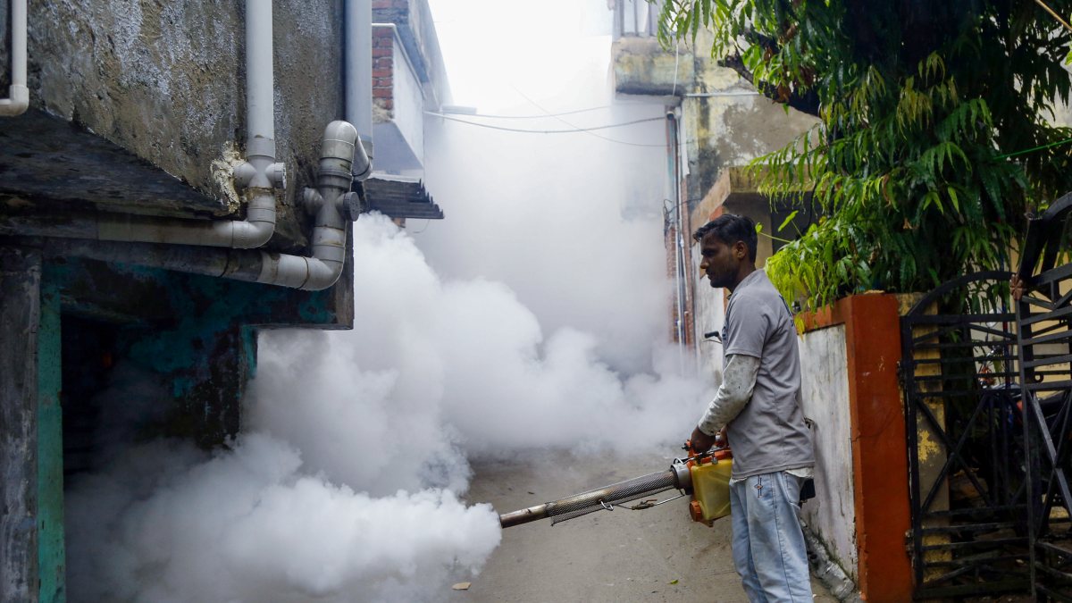 AMC worker fogs Ahmedabad area to curb dengue after rains