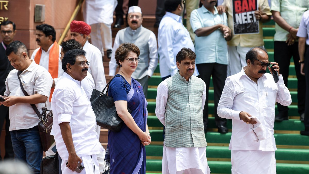 Congress MPs Priyanka Gandhi and Imran Masood at Parliament