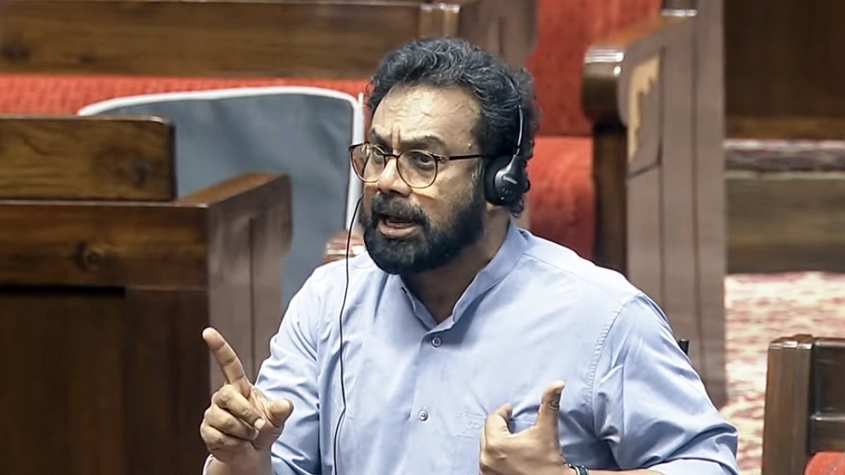 CPI(M) MP John Brittas addresses Rajya Sabha during Monsoon Session