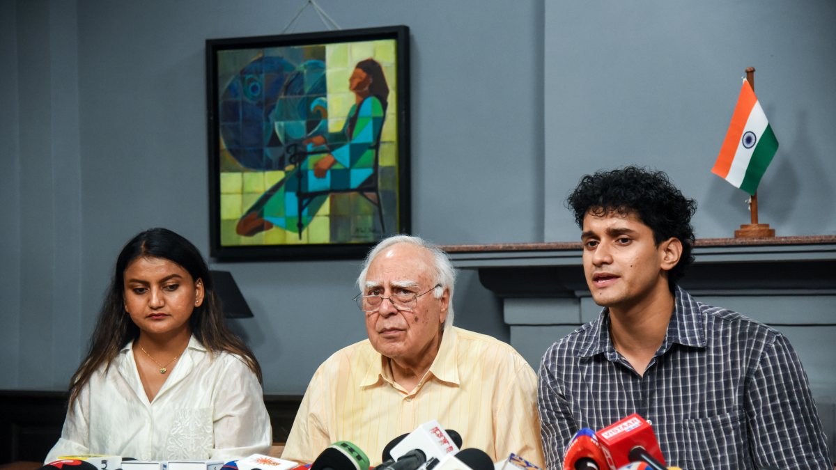 CJP spokesperson Saurav Das addresses press conference with Kapil Sibal