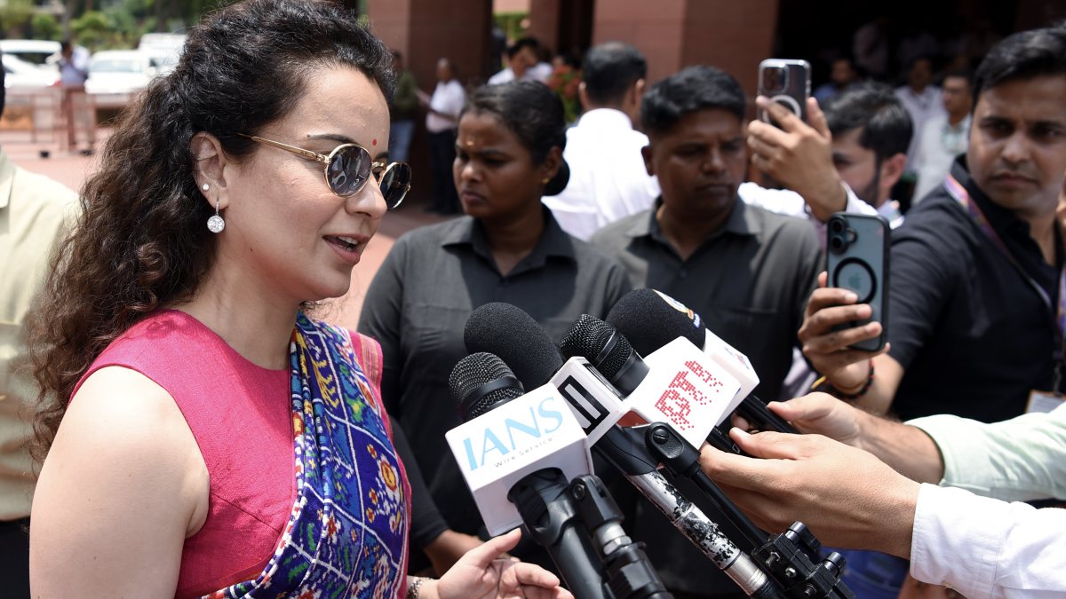 BJP MP Kangana Ranaut addresses media at Parliament