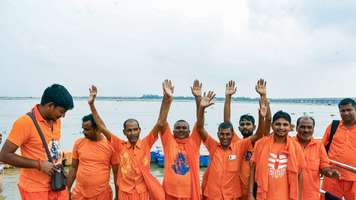 Kawariya devotees carry Ganga water ahead of Sawan month
