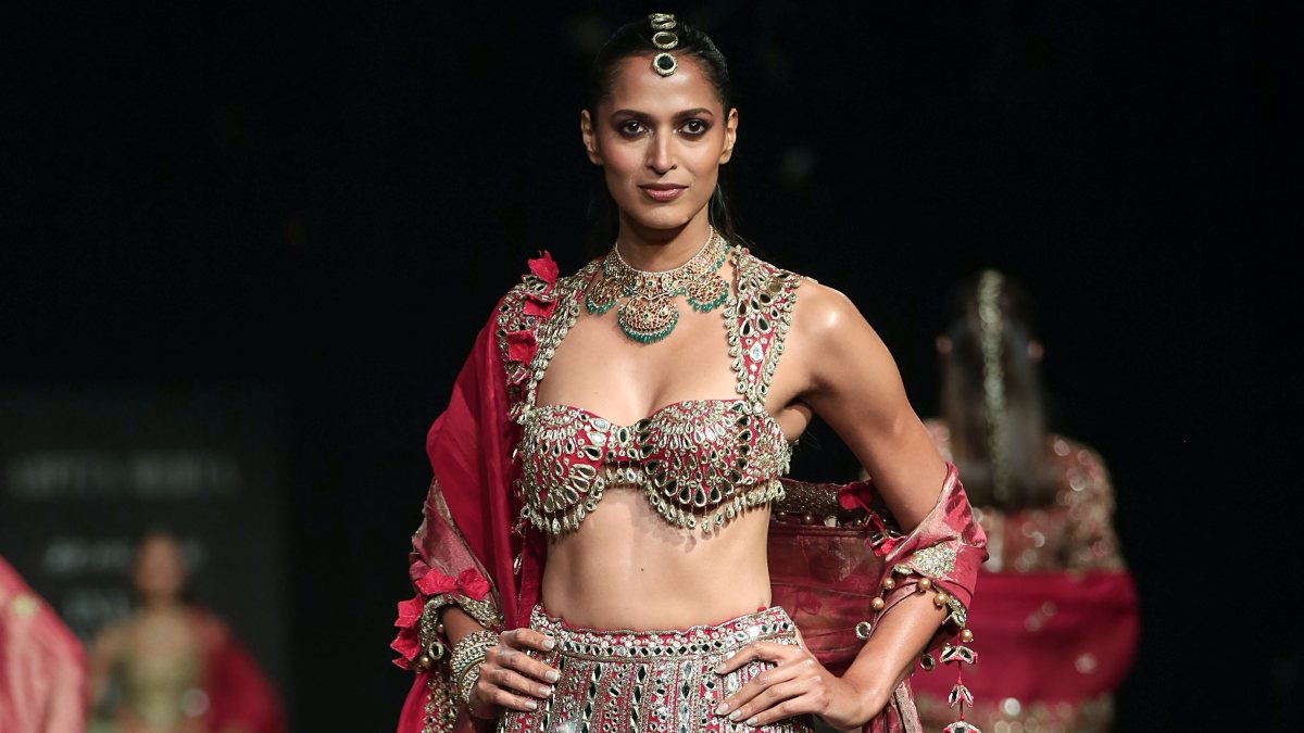 Model walks the ramp at Hyundai India Couture Week 2026