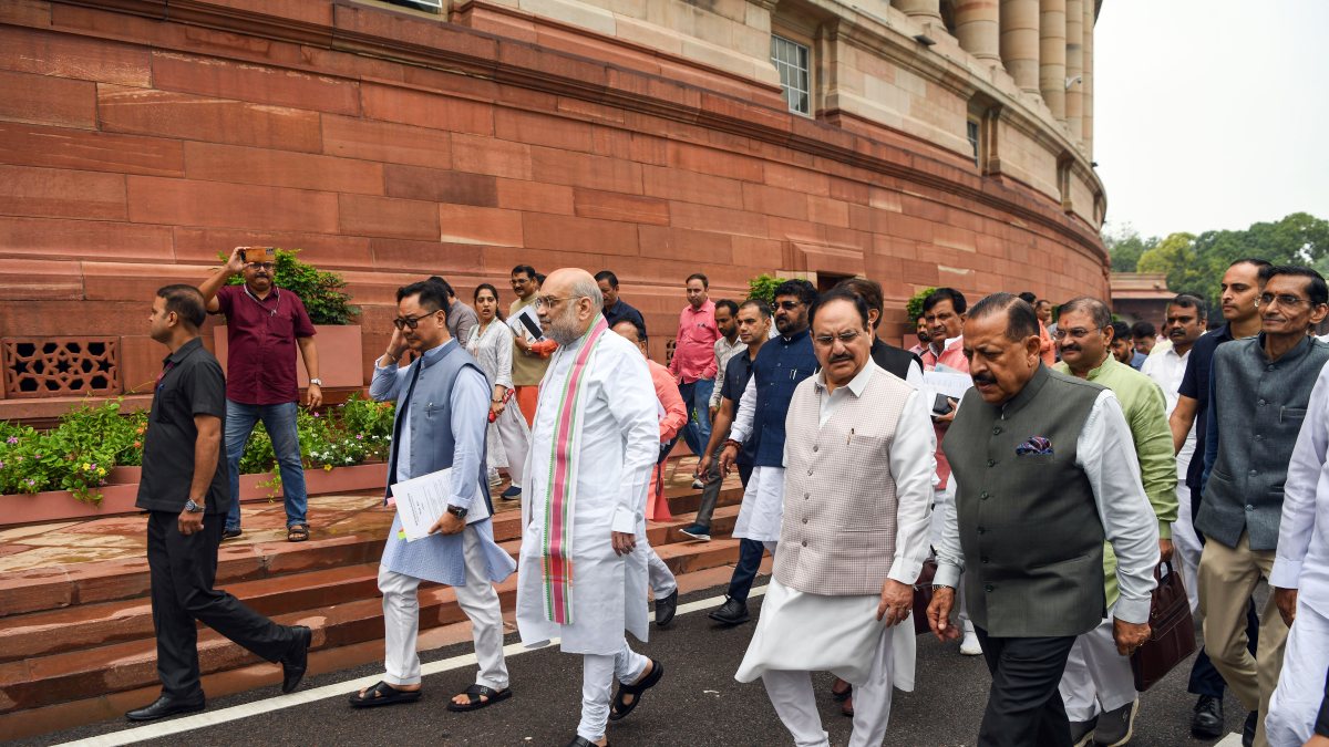 NDA leaders leave Mangal Milan meeting at Parliament