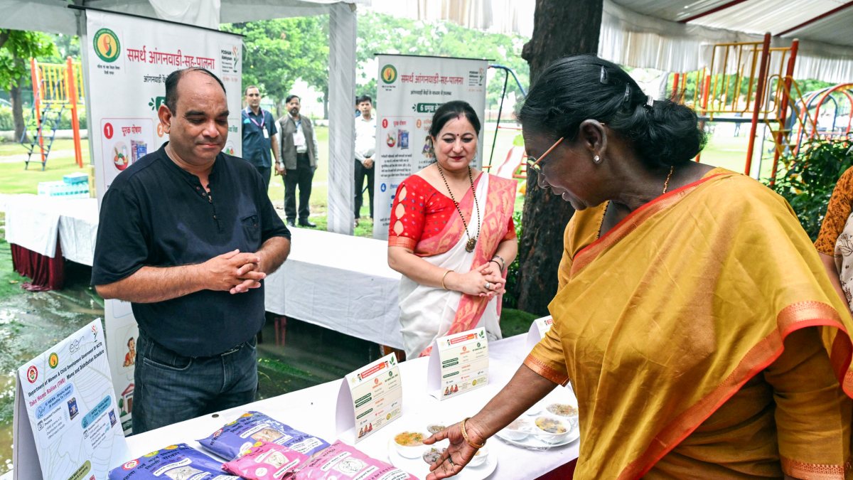 President Murmu reviews nutritional supplements at new children's facility