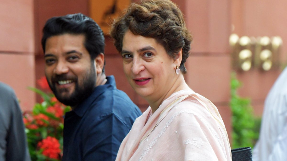 Priyanka Gandhi arrives at Parliament for Monsoon Session
