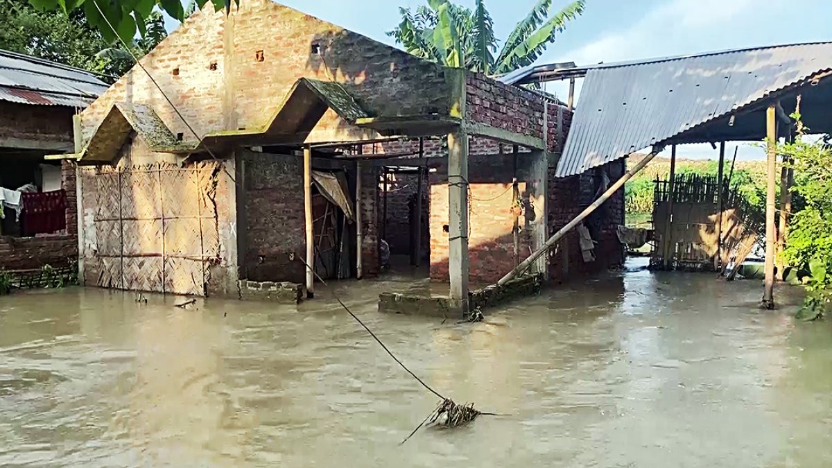 Floodwaters engulf homes in Sivasagar's Naujan village