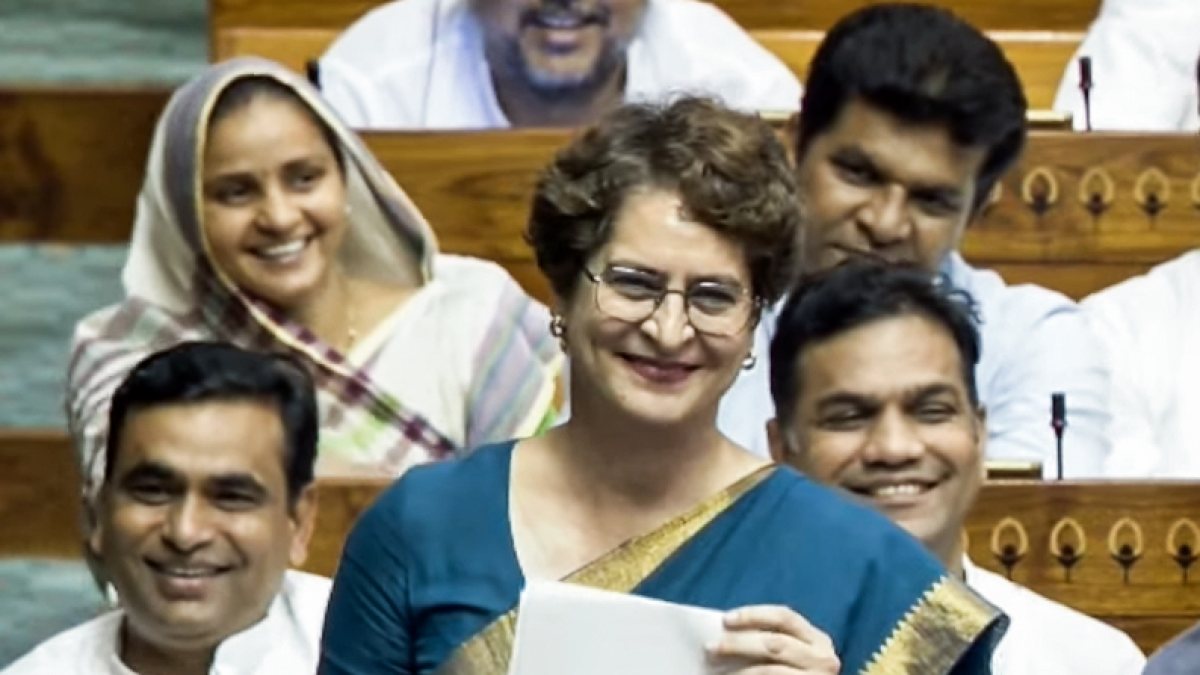 Priyanka Gandhi Vadra in Lok Sabha during monsoon session