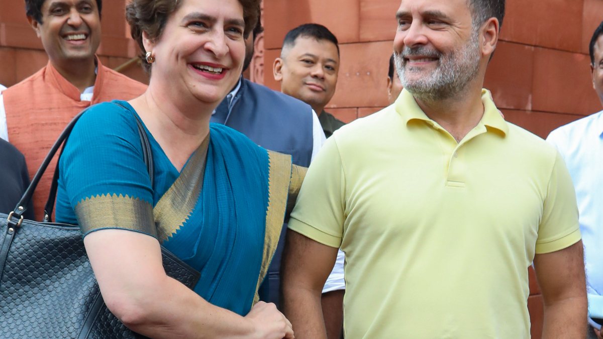 Rahul and Priyanka Gandhi at Parliament during Monsoon Session