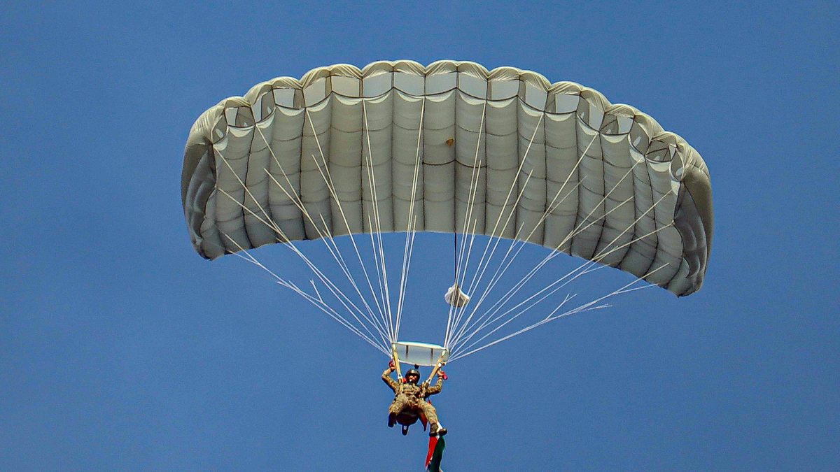 Parachutist performs at Durand Cup opening in Imphal