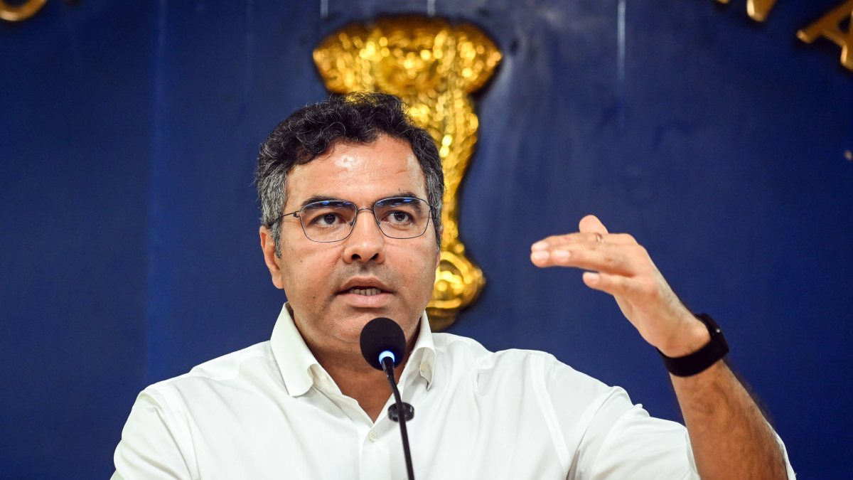 Delhi minister Parvesh Verma addresses press conference at Secretariat
