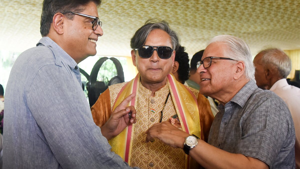 Congress MP Shashi Tharoor during a Mango and Chaat Party at his residence, in…