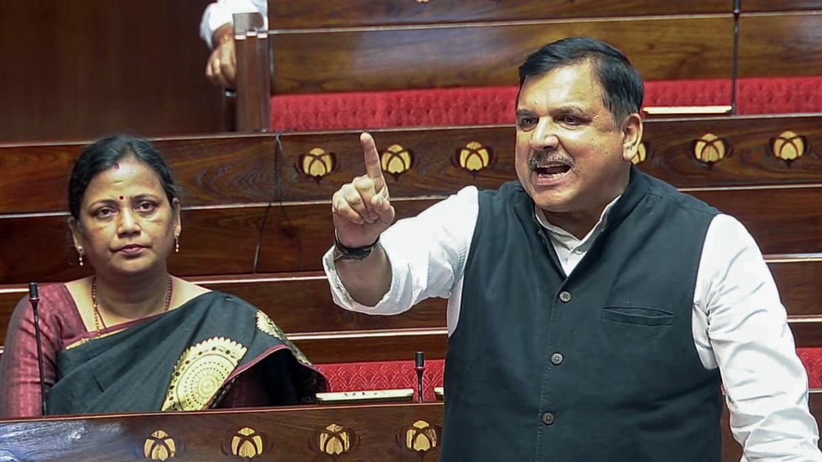 AAP MP Sanjay Singh speaks in Rajya Sabha during Monsoon Session