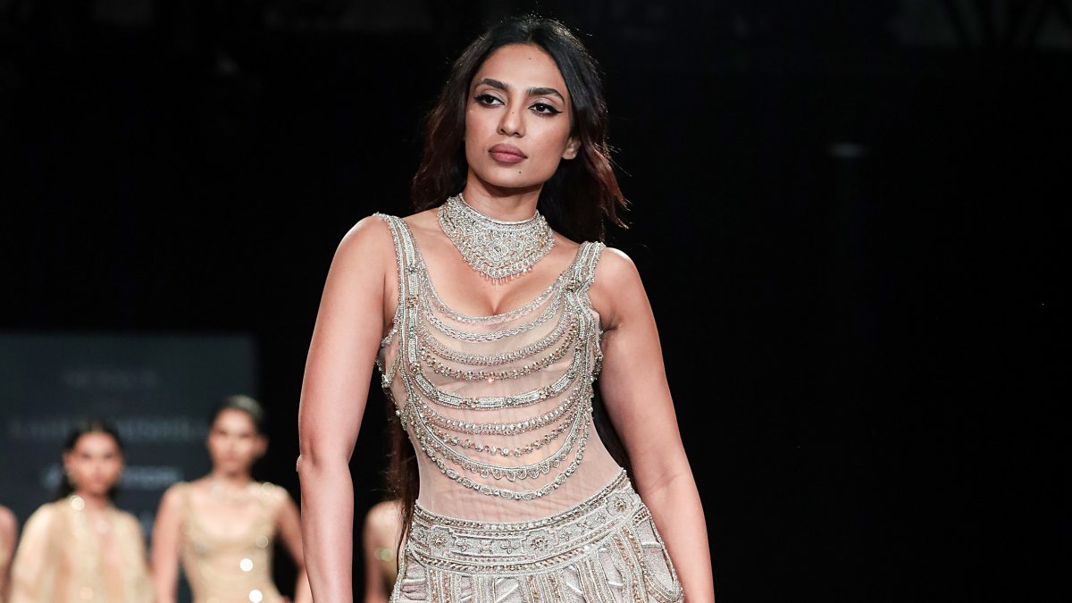 Shobhita Dhulipala walks the ramp for Rahul Mishra at India Couture Week