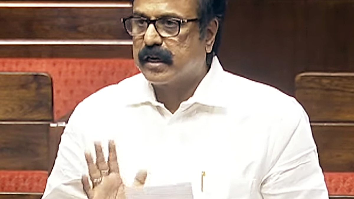 DMDK MP L K Sudhish addresses Rajya Sabha during Monsoon Session
