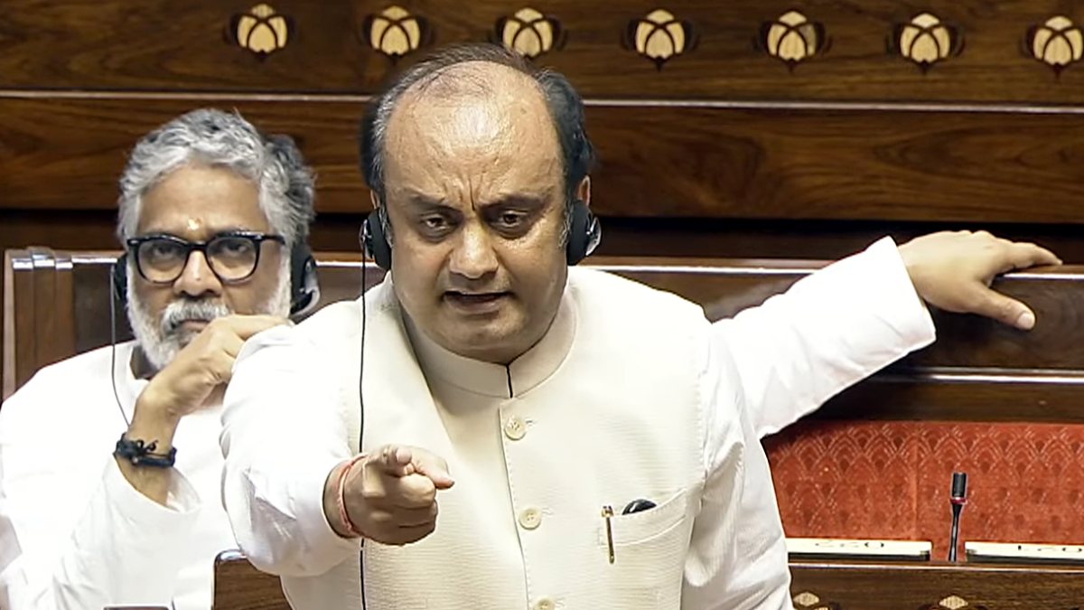 BJP MP Sudhanshu Trivedi addresses Rajya Sabha during Monsoon Session