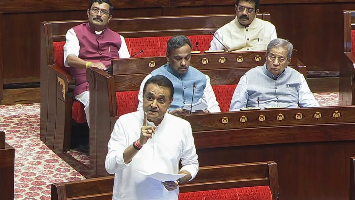 NCP MP Praful Patel addresses Rajya Sabha during Monsoon Session