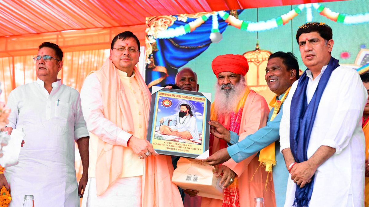 Dhami felicitated at Guru Ravidas birth anniversary event in Haridwar
