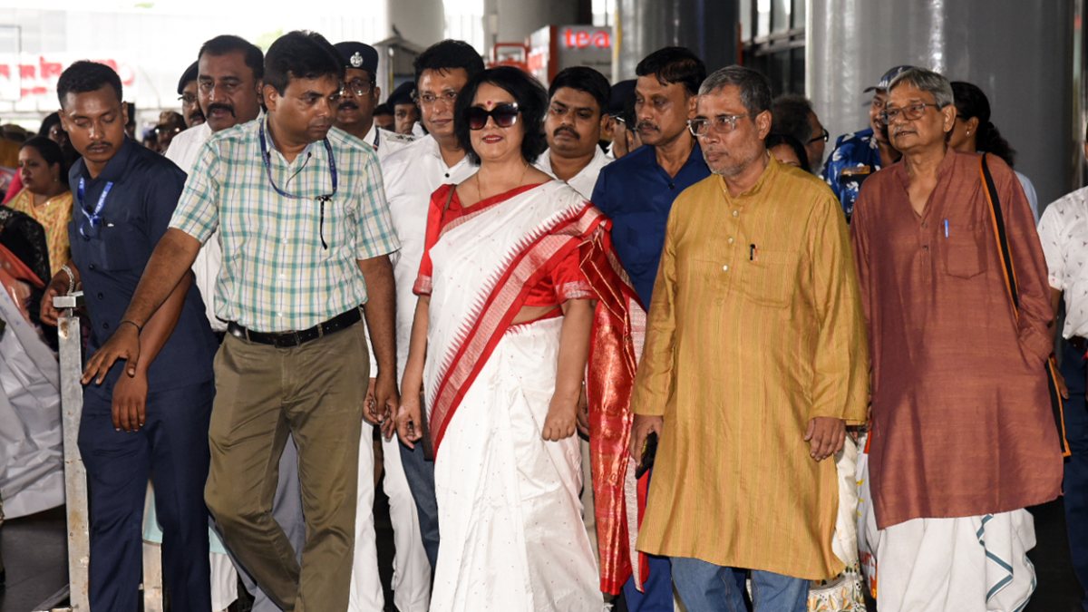 Bangladeshi writer Taslima Nasreen arrives at Kolkata airport